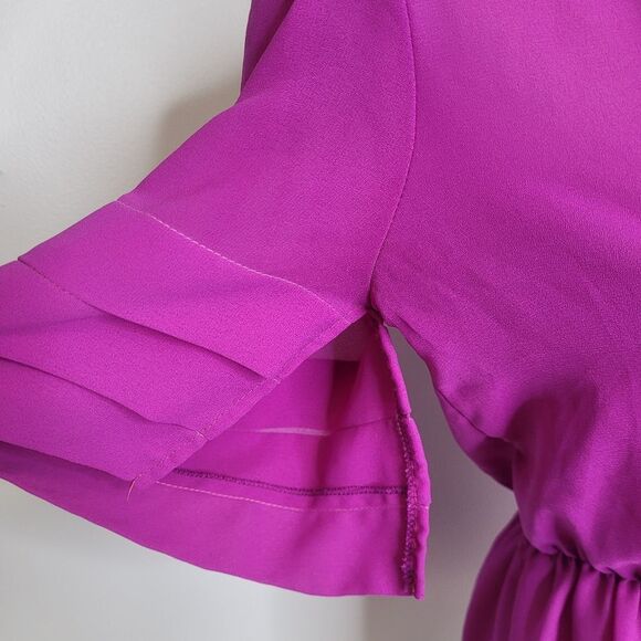 VINTAGE 70s blouse purple Urban Renewal peplum v-neck S - Picture 4 of 12